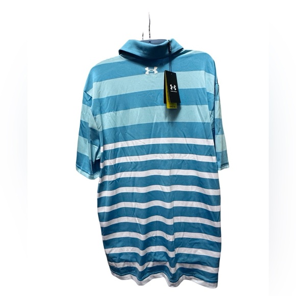 Under Armour Blue Striped Polo Shirt - Picture 3 of 6